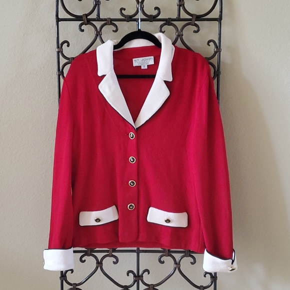 SOLD!!! ST. JOHN Red Jacket - Size 12 - Picture 1 of 9